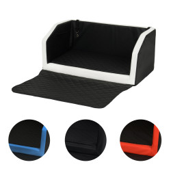 Transporteur de voiture pour le chien - lit de coffre avec matelas 90x55 cm et ceinture de sécurité